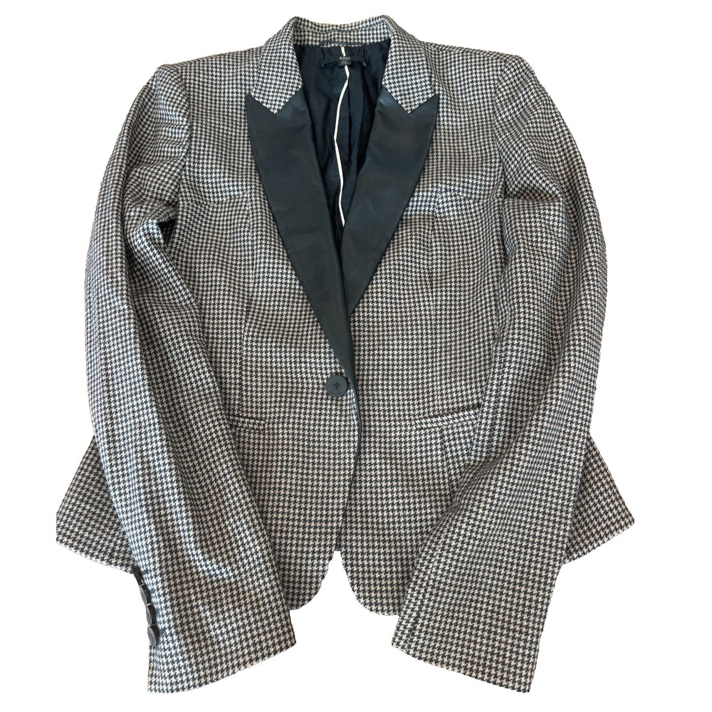 Hugo Boss houndstooth check virgin wool cashgora soft blazer womens' USA sz 4
